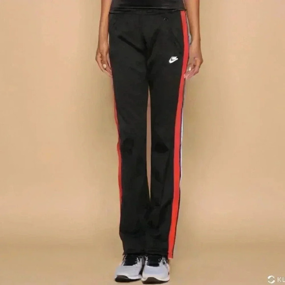 Nike Pants - Nike track pants with stripes - black - drawstring- retro y2k logo - Vintage